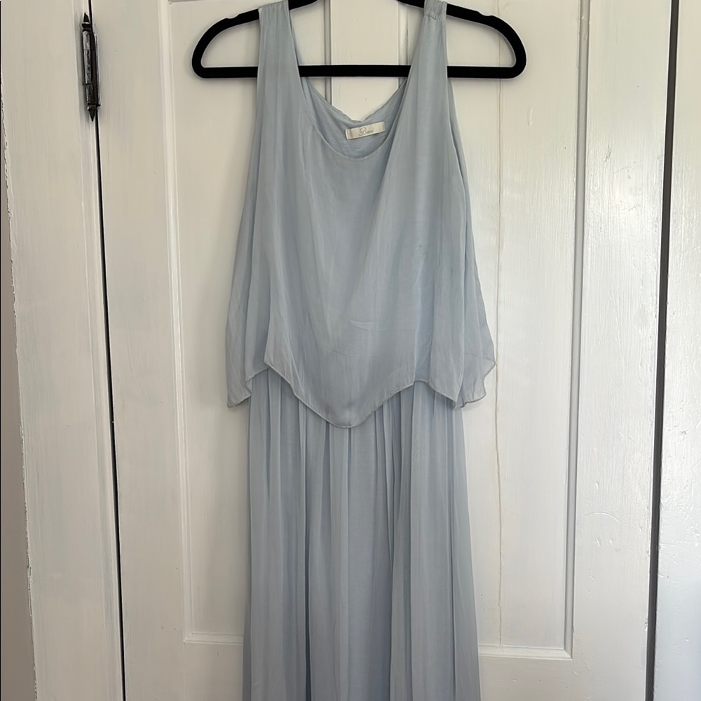 Elegant Light Blue Silk Dress